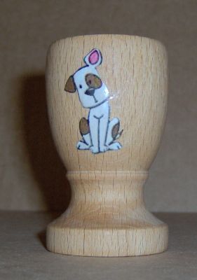 Coquetier personnalisé en bois : Chien