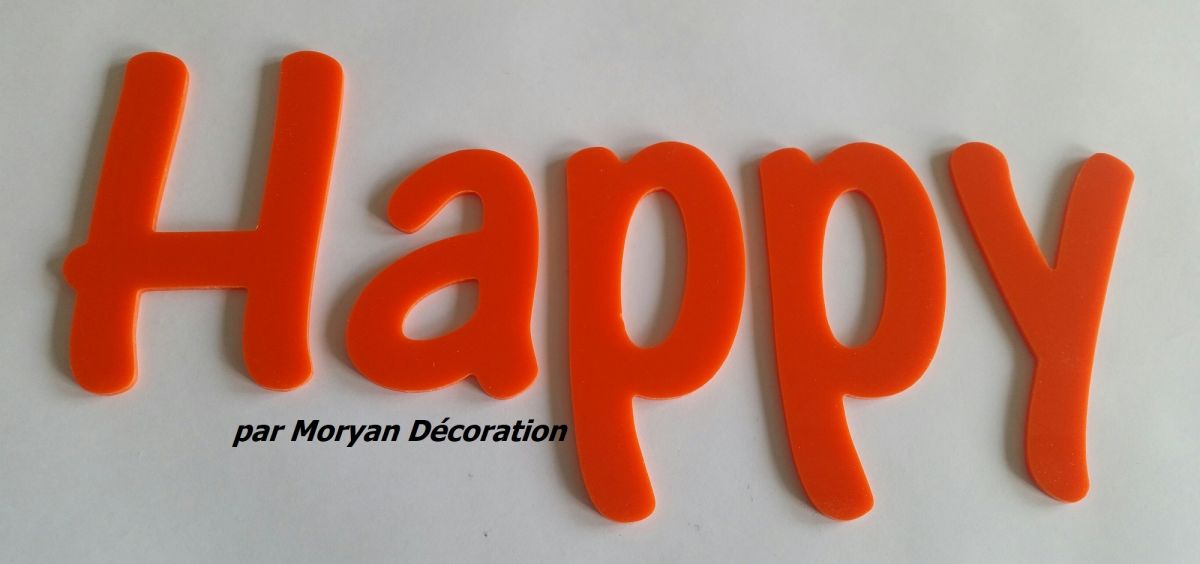 Lettera Happy deco in plexiglas, altezza 20 cm