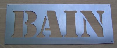 Stencil deco, lettera in metallo zinco BATH